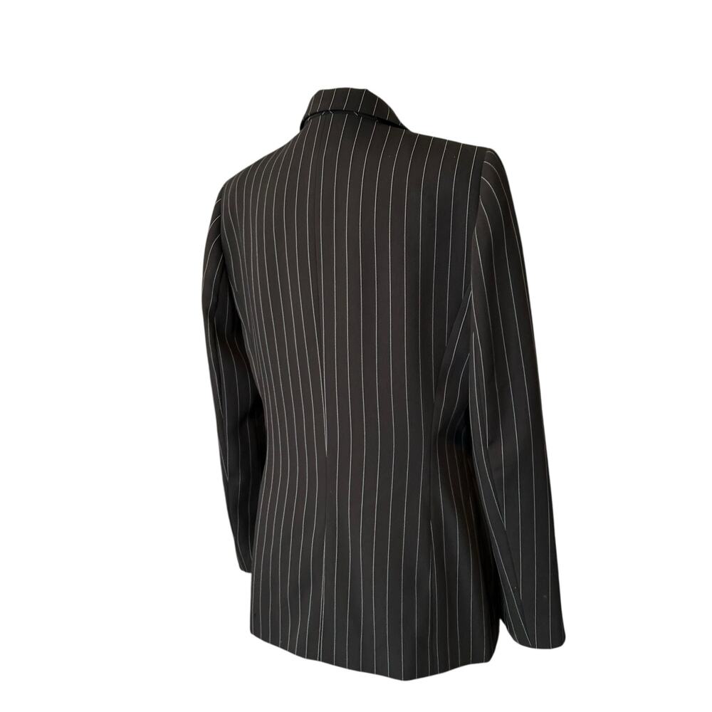 Vintage 90s/Y2K Black White Pinstripe Blazer Sz 8 - Picture 14 of 15